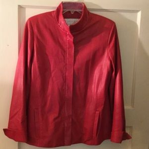 Doncaster Red Leather Zipper Front Jacket